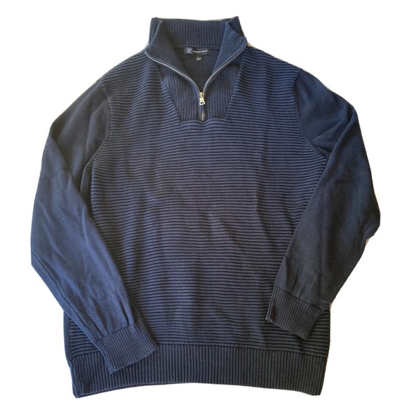 INC International Concepts Other - INC Sweater Sz L Navy Blue 1/4 Zip Mock-Neck Knit Pullover Casual Winter Mens